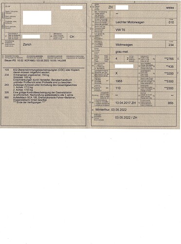 Fahrzeugausweis T6 Campmobil